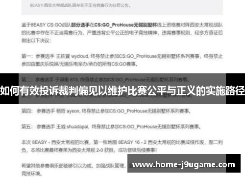 如何有效投诉裁判偏见以维护比赛公平与正义的实施路径